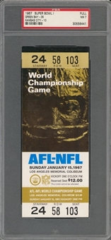1967 Super Bowl 1 Full Ticket, Gold Variation - PSA NM 7